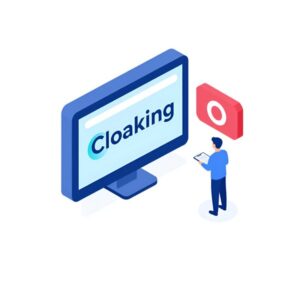 Изометрическая иллюстрация работы клоакинг-сервиса для защиты рекламных кампаний от Купит Аккаунт