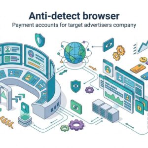 Изометрическая иллюстрация антидетект-браузера для безопасного управления платежными аккаунтами от компании Купит Аккаунт